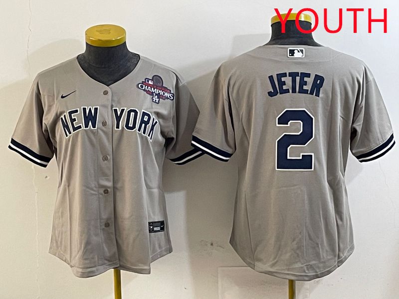 Youth New York Yankees #2 Jeter Grey Game 2025 Nike MLB Jersey style 3->youth mlb jersey->Youth Jersey
